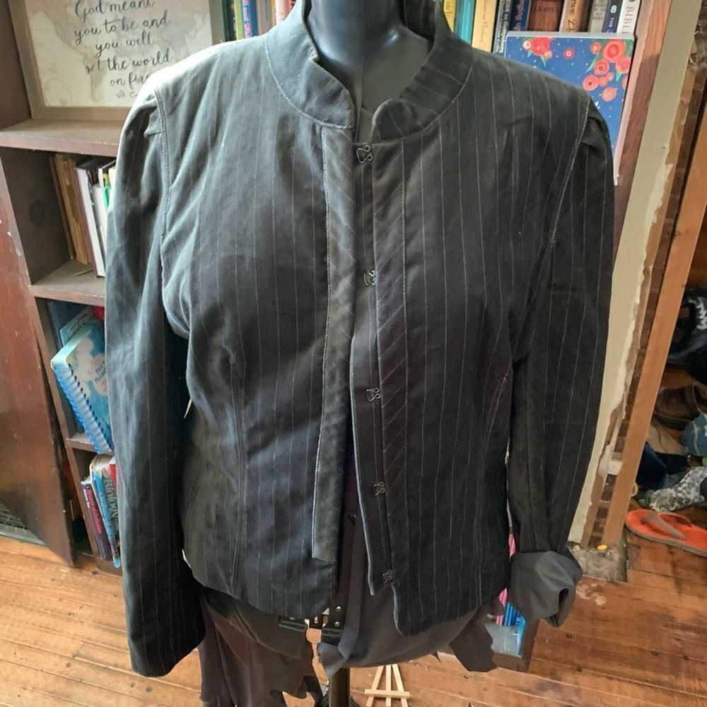 Loft gray striped velvet lined business casual 14 blazer